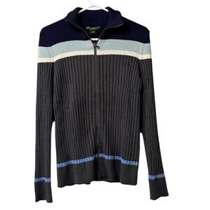 Eddie Bauer Women Size Large Cotton Full Zip Sweater Collared Preppy Office City